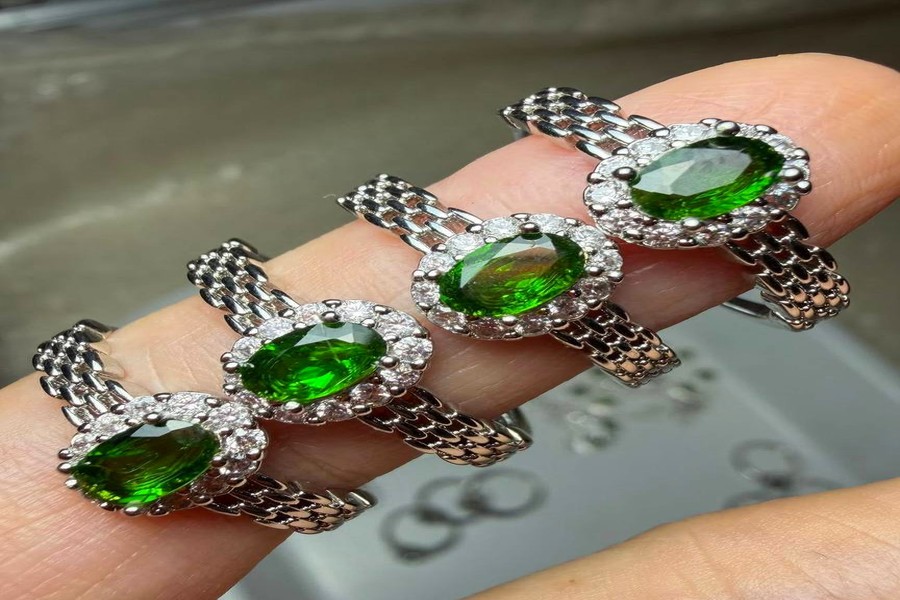 Jade Diamond Engagement Ring